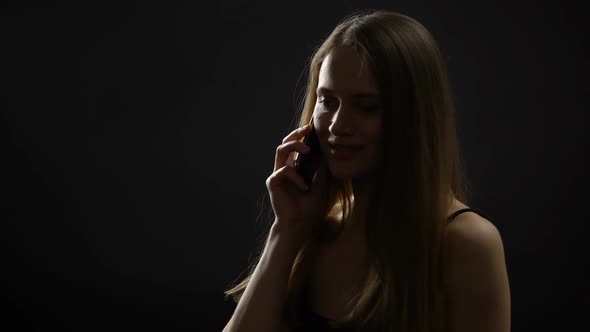 Happy Woman Talking Phone and Laughing, Enjoying Conversation With Beloved