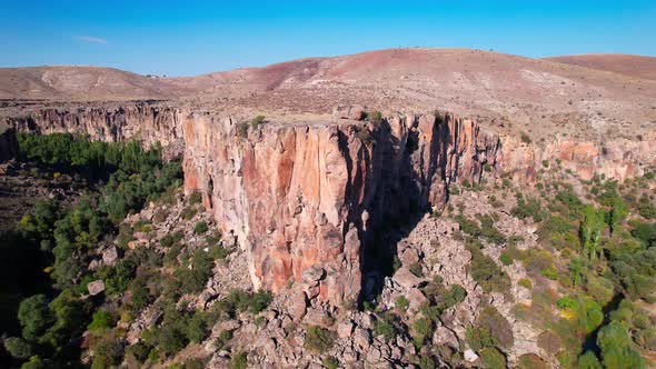 Cappadocia Aerial Drone View to Cave Town Zelve Valley