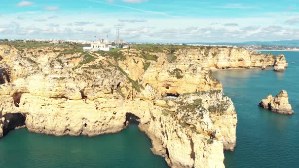 Picturesque idyllic view of Lagos Coastline Ponta da Piedade, Algarve, Portugal