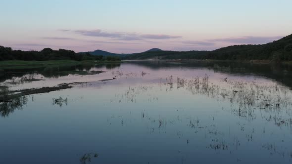 Low Flight Over The Water At The Mouth Of A Dam 1