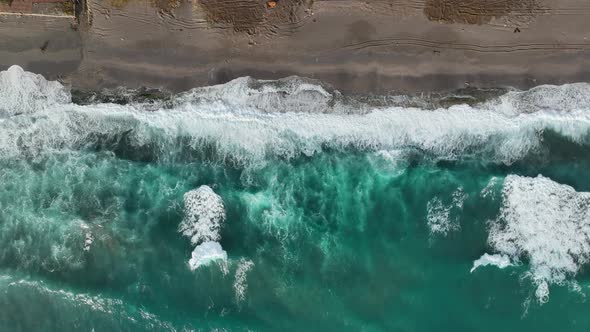 Sea waves in a storm aerial view 4 K