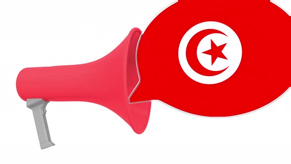 Loudspeaker and Flag of Tunisia on the Speech Balloon