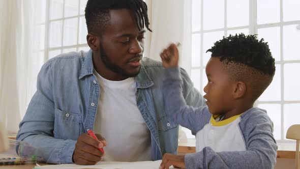 Father and son at home