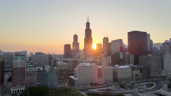 Chicago Cityscape at Sunset - Cinematic Shot