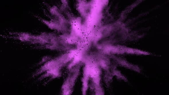 Super Slowmotion Shot of Violet Powder Explosion at 1000Fps