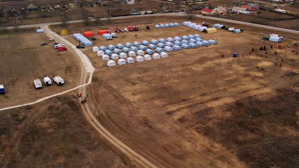 Refugee Camp with Many Shelter and Living Place Refugees From Ukraine