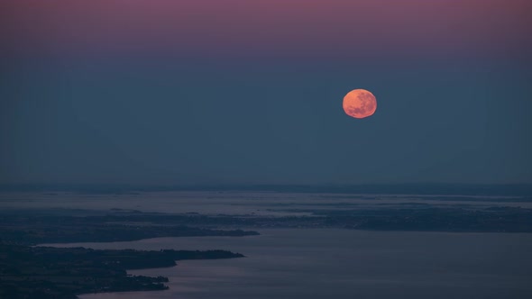 Moonset Over Sea