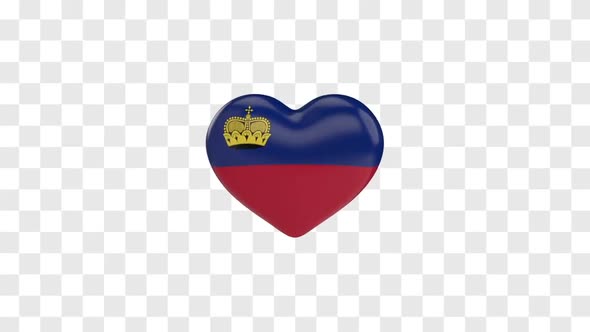 Liechtenstein Flag on a Rotating 3D Heart