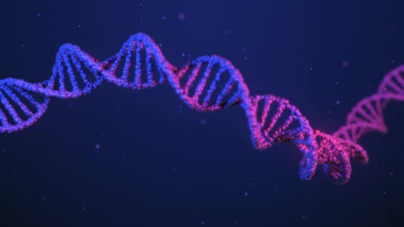3D Rendered Neon DNA Molecule Looped Animation alt