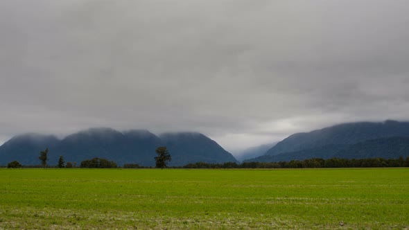 New Zealand Landscape with Heavy Clouds