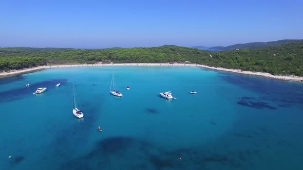 Aerial view of yachts and sailing boats, Dalmatian paradise