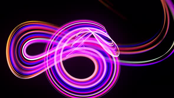 Stream of Multicolor Neon Lines Form Spiral Shape