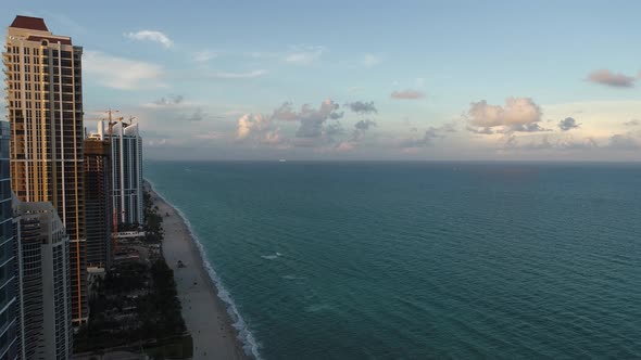 Panning wide landscape of coast city of Miami Florida United States