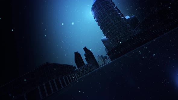 Dark Snowy Digital City 4k