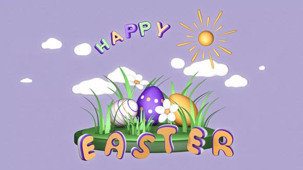 Happy Easter greeting card, loop animation 3D