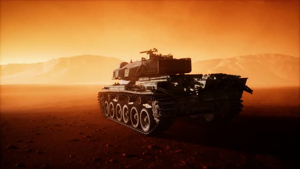 World War II Tank in Desert in Sand Storm alt