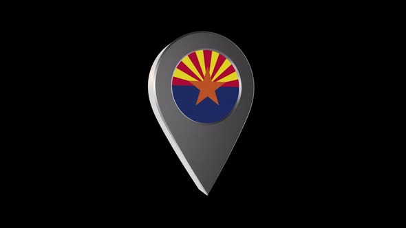 3d Animation Map Navigation Pointer With Arizona Flag With Alpha Channel  - 2K
