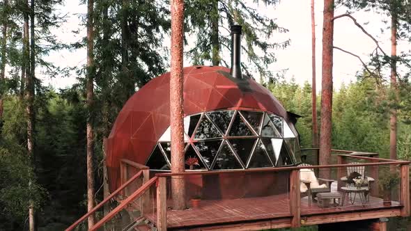 Unique tree house dome in the woods in Norway