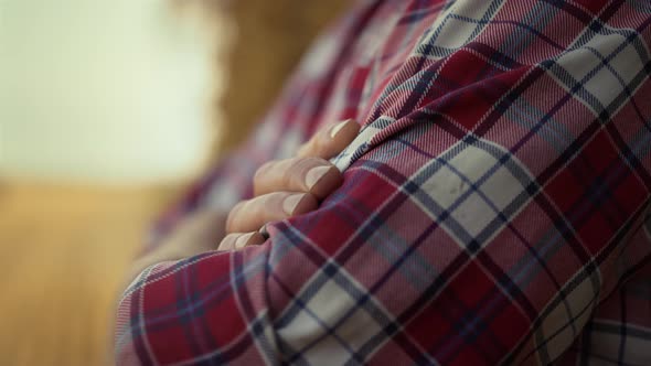 Closeup Man Crossed Arms at Agricultural Field