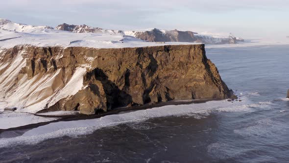 Reynisdrangar Columns and the Black Sand Beach in Iceland