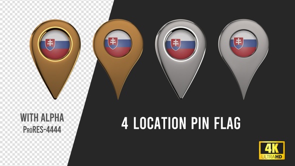 Slovakia Flag Location Pins Silver And Gold