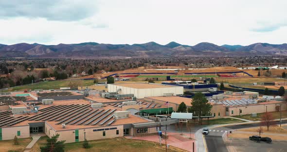 Columbine High School in Colorado drone video down.