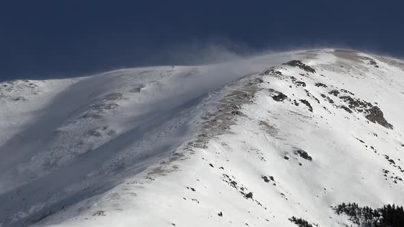 Ground Blizzard on Mountain Ridge