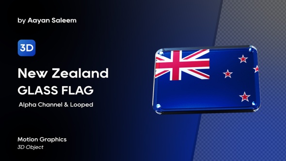 New Zealand Flag 3D Glass Badge