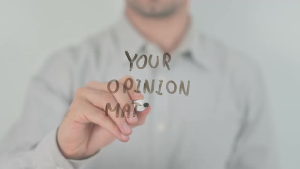 Your Opinion Matters Writing on Screen with Hand