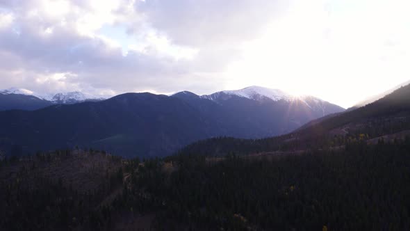 Colorado Rockies with Snow at Sunset