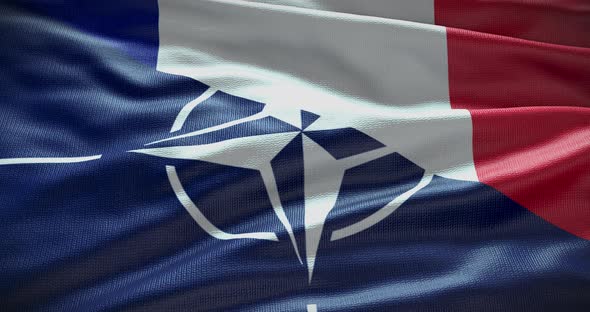 France and NATO waving flag animation 4K