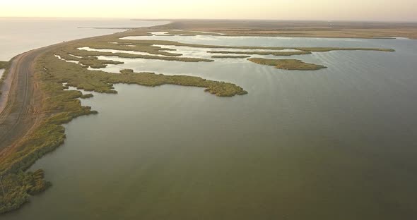 Aerial View of Tuzly Estuary National Nature Park Near By Black Sea Coast, Ukraine