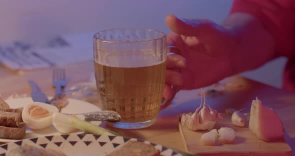 Closeup of Beer Glass with Drink