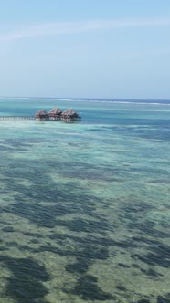 Vertical Video House on Stilts in the Ocean on the Coast of Zanzibar Tanzania