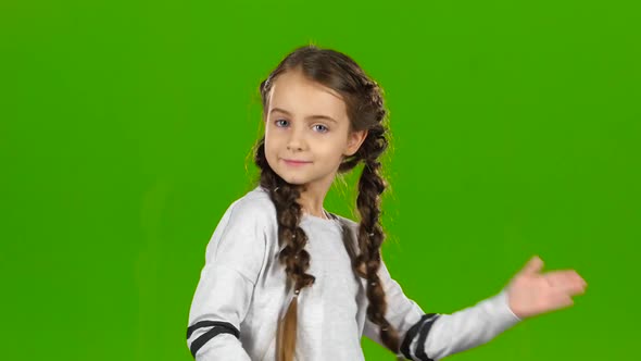 Child Is Dancing. Green Screen