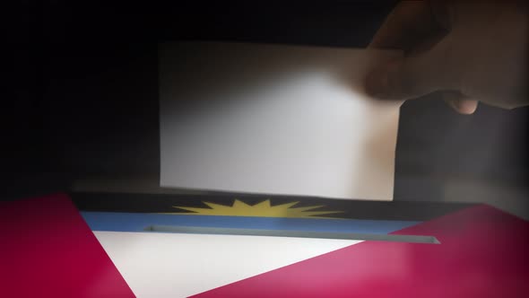 Digital Composite Hand Voting To National Flag OF Antigua and Barbuda 