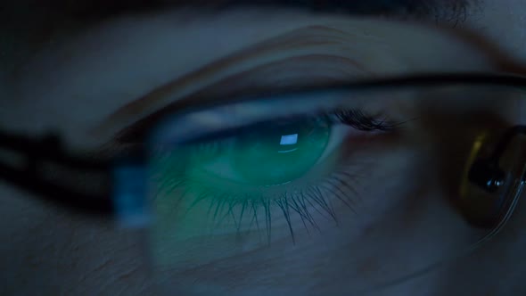 Close Up of Woman in Glasses Looking at Screen