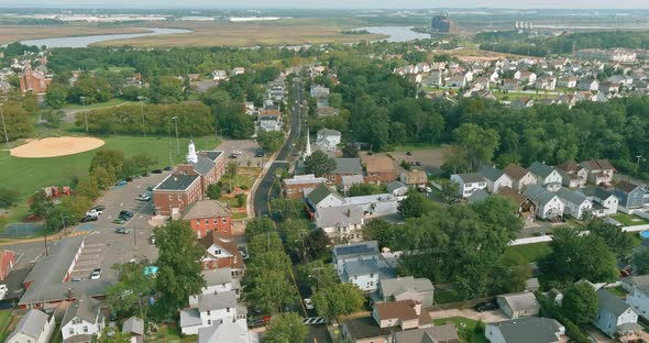 Small Town of Houses Aerial Top Viewed in Sayreville New Jersey US