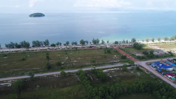 Fishing village near Sihanoukville in Cambodia seen from the sky