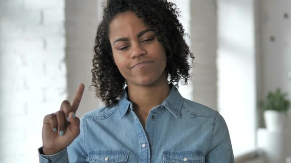 No By African Girl Waving Finger to Reject