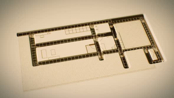 Drawing to the building. Scheme of house building process from the scratch. HD