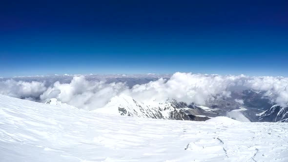 Beautiful View of the Pamir Mountains From an Altitude of 6200 Meters. Time Lapse. Base Camp of