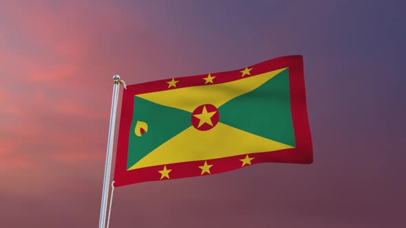 Flag Of Grenada Waving