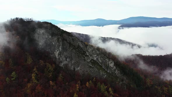 Aerial view of Sivec mountains in Ruzin locality in Slovakia