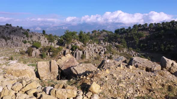 Picturesque Mountain Landscape with Beautiful Rock Formations on a Summer Day