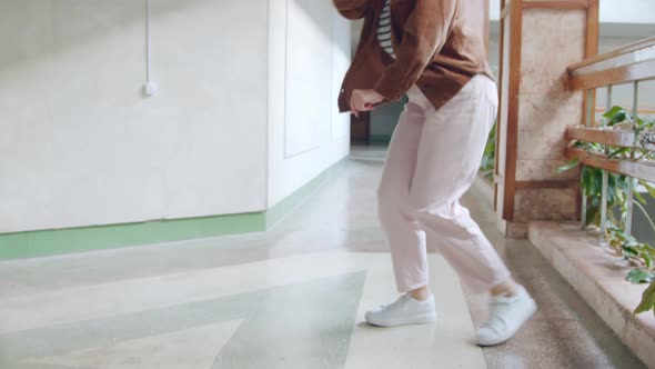 Woman In White Sneakers Is Dancing HipHop