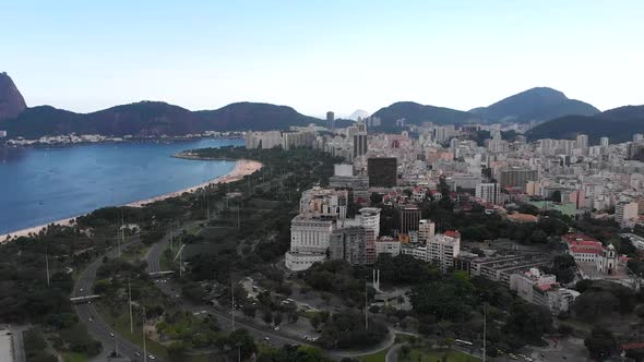 Hills, Mountains, Buildings, Skyscrapers (Rio De Janeiro, Brazil) Aerial View, Drone Footage