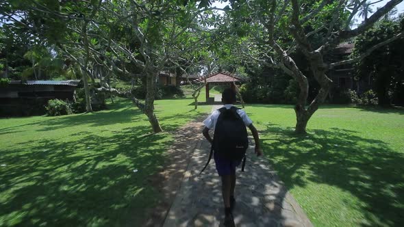 South Asian Indian School Boy Running