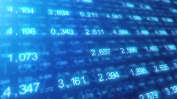 Financial Data Figures and Stock Market Analysis on the Blue Background
