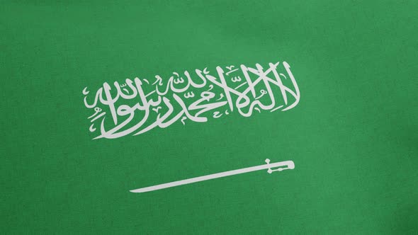 National Flag of Saudi Arabia Waving Original Colors 3D Render Kingdom of Saudi Arabia Flag Textile